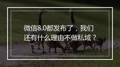 微信8.0都发布了，我们还有什么理由不做私域？