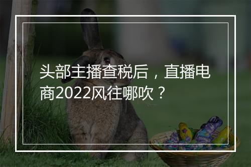 头部主播查税后，直播电商2022风往哪吹？