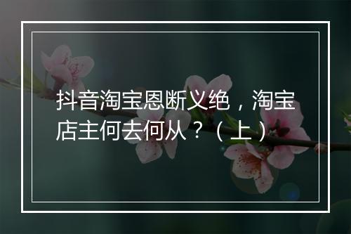 抖音淘宝恩断义绝，淘宝店主何去何从？（上）