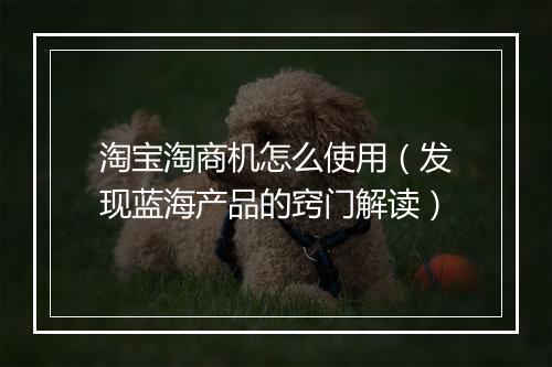 淘宝淘商机怎么使用（发现蓝海产品的窍门解读）