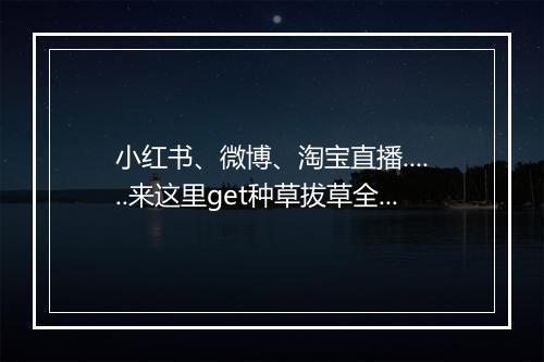 小红书、微博、淘宝直播......来这里get种草拔草全攻略