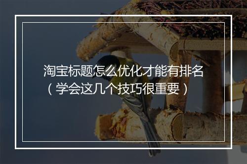 淘宝标题怎么优化才能有排名（学会这几个技巧很重要）
