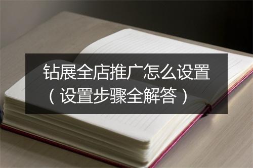 钻展全店推广怎么设置（设置步骤全解答）