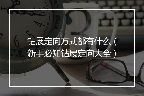 钻展定向方式都有什么（新手必知钻展定向大全）