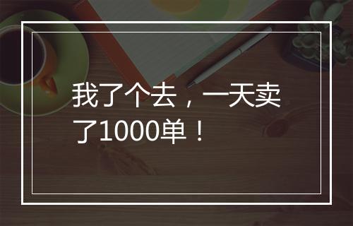 我了个去，一天卖了1000单！