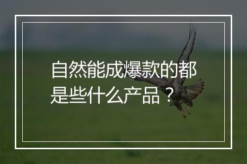 自然能成爆款的都是些什么产品？