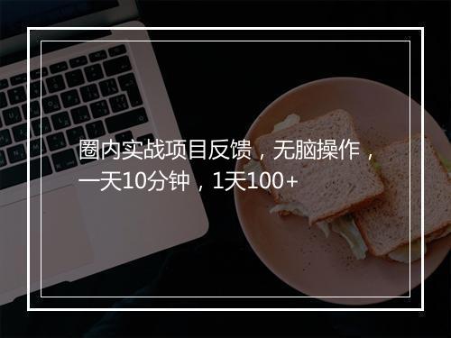 圈内实战项目反馈，无脑操作，一天10分钟，1天100+