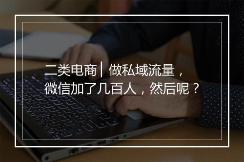 二类电商 ▏做私域流量，微信加了几百人，然后呢？