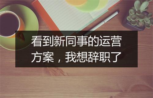看到新同事的运营方案，我想辞职了