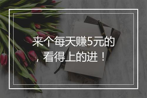 来个每天赚5元的，看得上的进！