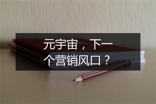 元宇宙，下一个营销风口？