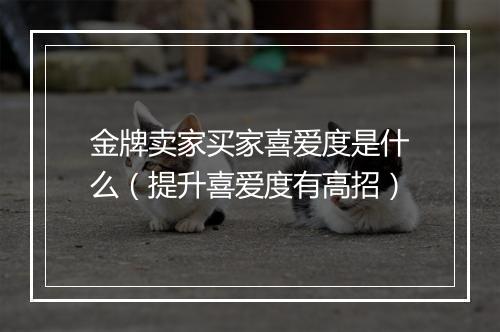 金牌卖家买家喜爱度是什么（提升喜爱度有高招）