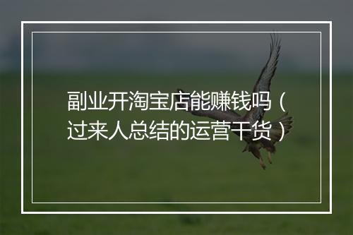 副业开淘宝店能赚钱吗（过来人总结的运营干货）