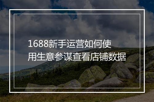 1688新手运营如何使用生意参谋查看店铺数据