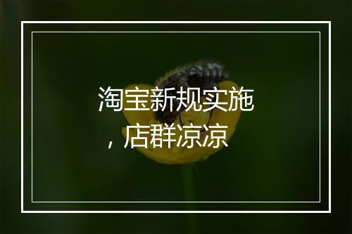 淘宝新规实施，店群凉凉