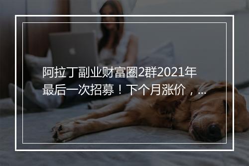 阿拉丁副业财富圈2群2021年最后一次招募！下个月涨价，这次赠送更多福利！