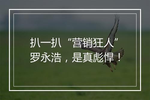 扒一扒“营销狂人”罗永浩，是真彪悍！