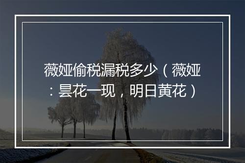 薇娅偷税漏税多少（薇娅：昙花一现，明日黄花）