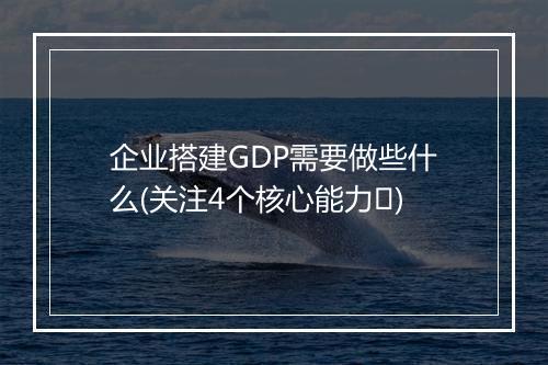 企业搭建GDP需要做些什么(关注4个核心能力​)