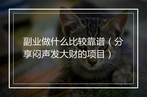 副业做什么比较靠谱（分享闷声发大财的项目）