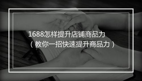1688怎样提升店铺商品力（教你一招快速提升商品力）