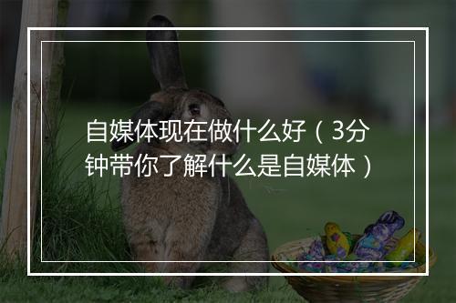 自媒体现在做什么好（3分钟带你了解什么是自媒体）