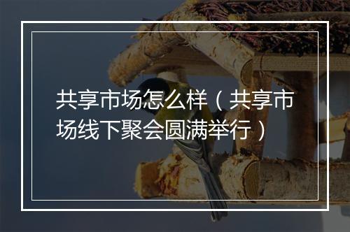 共享市场怎么样（共享市场线下聚会圆满举行）