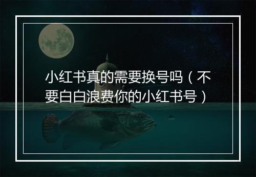 小红书真的需要换号吗（不要白白浪费你的小红书号）