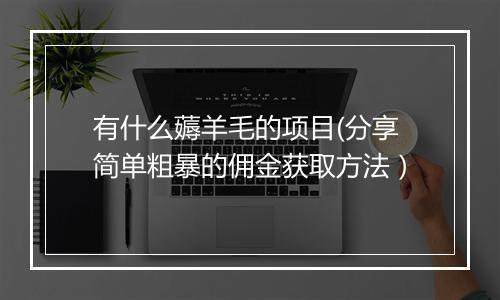 有什么薅羊毛的项目(分享简单粗暴的佣金获取方法）