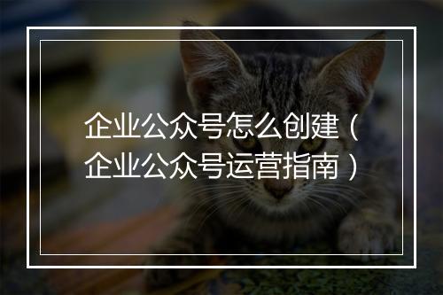 企业公众号怎么创建（企业公众号运营指南）