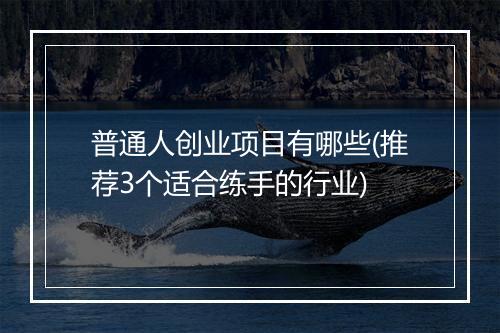 普通人创业项目有哪些(推荐3个适合练手的行业)