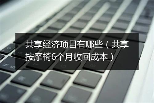 共享经济项目有哪些（共享按摩椅6个月收回成本）