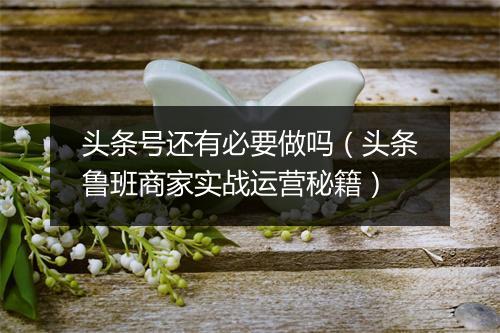 头条号还有必要做吗（头条鲁班商家实战运营秘籍）