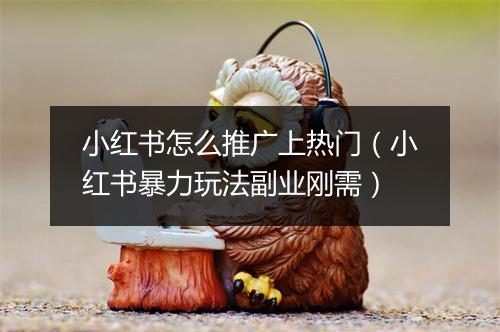 小红书怎么推广上热门（小红书暴力玩法副业刚需）