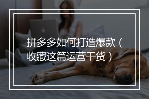 拼多多如何打造爆款（收藏这篇运营干货）