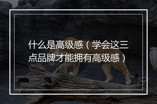 什么是高级感（学会这三点品牌才能拥有高级感）