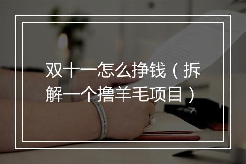 双十一怎么挣钱（拆解一个撸羊毛项目）