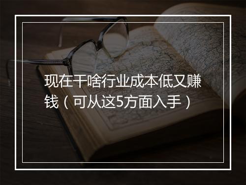 现在干啥行业成本低又赚钱（可从这5方面入手）