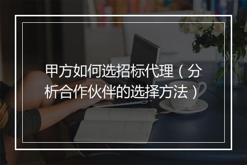 甲方如何选招标代理（分析合作伙伴的选择方法）