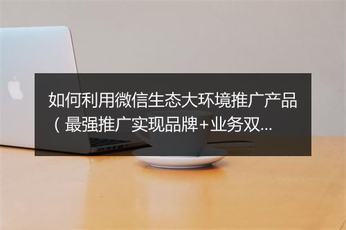 如何利用微信生态大环境推广产品（最强推广实现品牌+业务双增长）