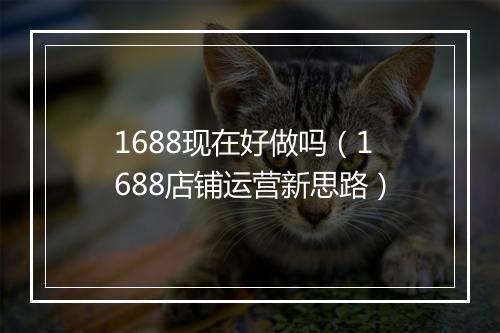 1688现在好做吗（1688店铺运营新思路）
