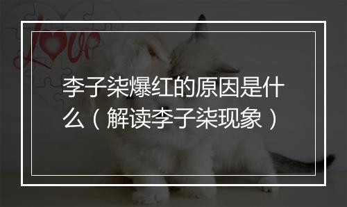 李子柒爆红的原因是什么（解读李子柒现象）