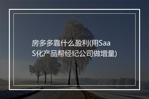 房多多靠什么盈利(用SaaS化产品帮经纪公司做增量)