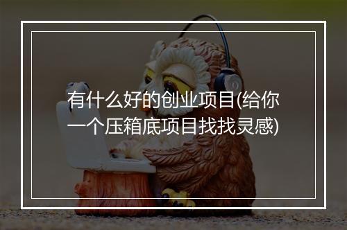 有什么好的创业项目(给你一个压箱底项目找找灵感)