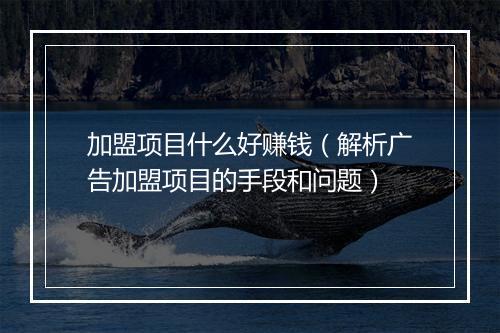 加盟项目什么好赚钱（解析广告加盟项目的手段和问题）