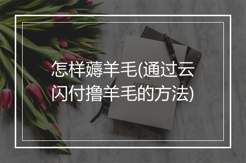 怎样薅羊毛(通过云闪付撸羊毛的方法)