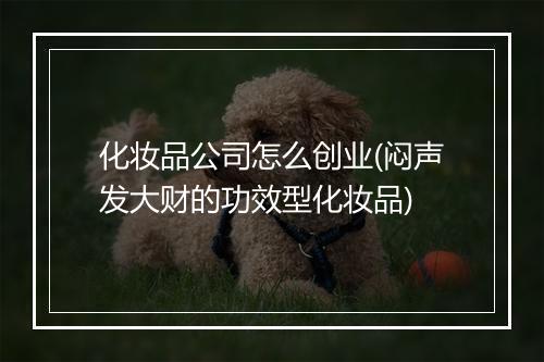 化妆品公司怎么创业(闷声发大财的功效型化妆品)