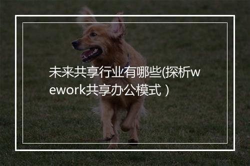 未来共享行业有哪些(探析wework共享办公模式）
