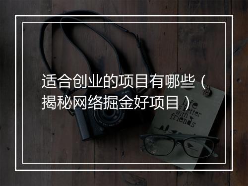 适合创业的项目有哪些（揭秘网络掘金好项目）