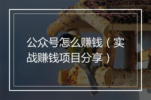 公众号怎么赚钱（实战赚钱项目分享）